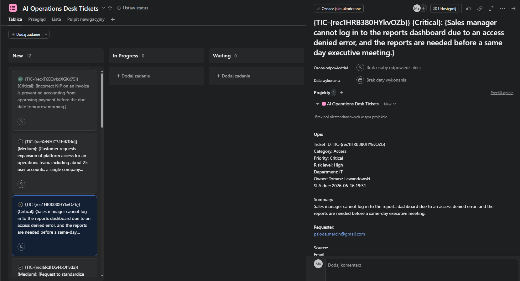 Asana project