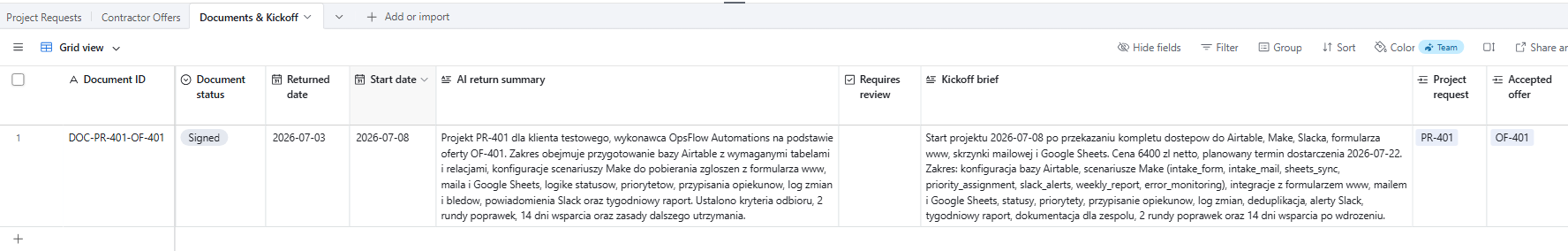 Airtable - analiza podpisanego dokumentu