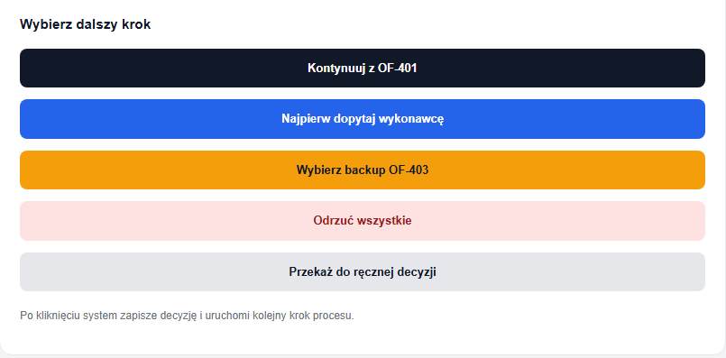 Gmail - przyciski decyzji