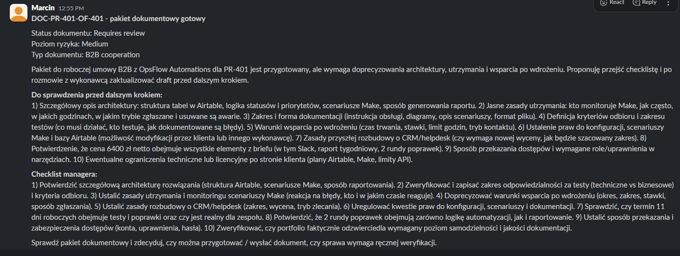 Slack - pakiet dokumentowy